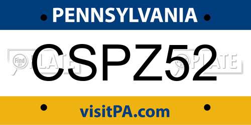 CSPZ52 Pennsylvania License Plate