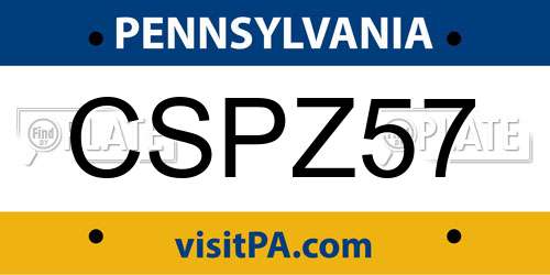 CSPZ57 Pennsylvania License Plate