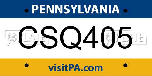 CSQ405 Pennsylvania License Plate