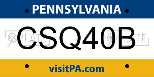 CSQ40B Pennsylvania License Plate