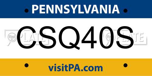 CSQ40S Pennsylvania License Plate