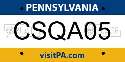 CSQA05 Pennsylvania License Plate