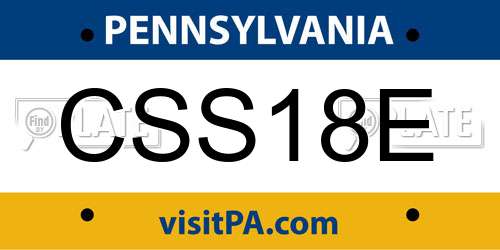 CSS18E Pennsylvania License Plate