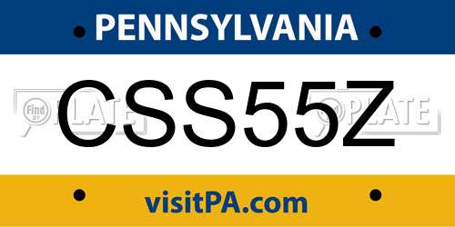 CSS55Z Pennsylvania License Plate