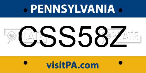 CSS58Z Pennsylvania License Plate
