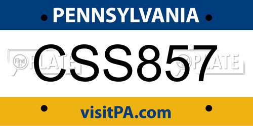 CSS857 Pennsylvania License Plate
