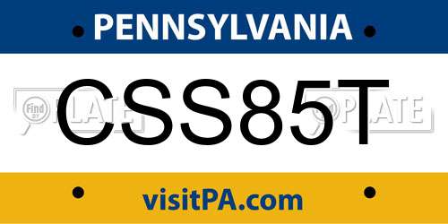 CSS85T Pennsylvania License Plate