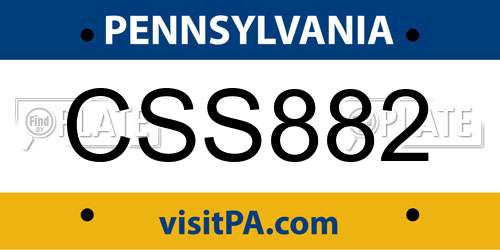 CSS882 Pennsylvania License Plate
