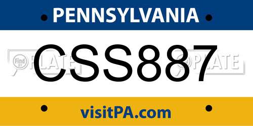 CSS887 Pennsylvania License Plate