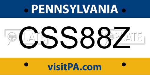 CSS88Z Pennsylvania License Plate