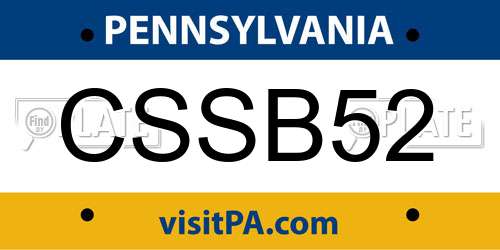 CSSB52 Pennsylvania License Plate