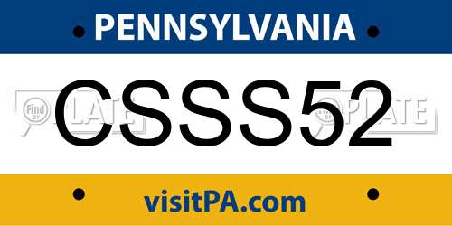 CSSS52 Pennsylvania License Plate