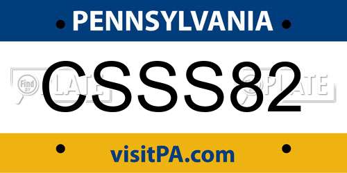 CSSS82 Pennsylvania License Plate