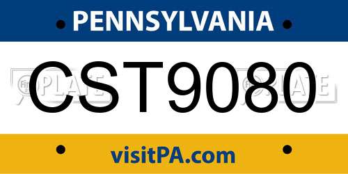 CST9080 Pennsylvania License Plate