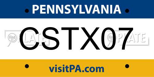 CSTX07 Pennsylvania License Plate