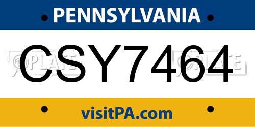 CSY7464 Pennsylvania License Plate