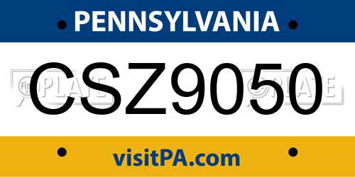 CSZ9050 Pennsylvania License Plate