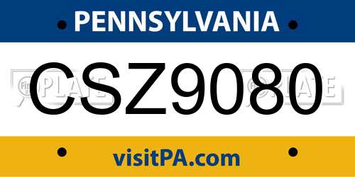CSZ9080 Pennsylvania License Plate