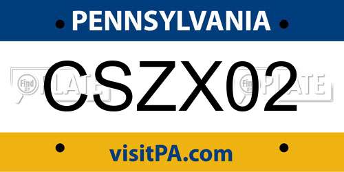 CSZX02 Pennsylvania License Plate