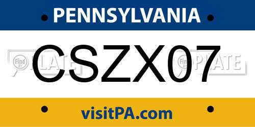 CSZX07 Pennsylvania License Plate