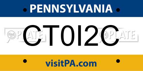 CT0I2C Pennsylvania License Plate