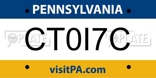 CT0I7C Pennsylvania License Plate