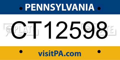 CT12598 Pennsylvania License Plate