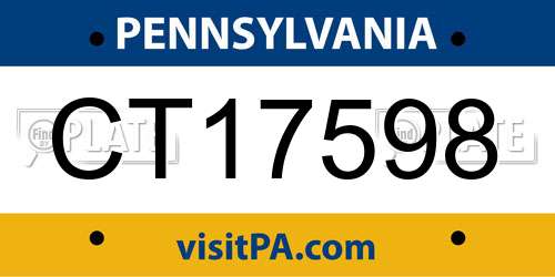 CT17598 Pennsylvania License Plate