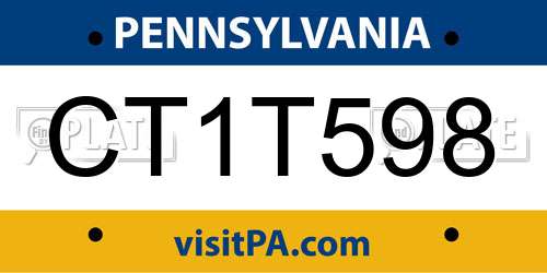 CT1T598 Pennsylvania License Plate