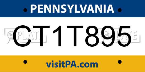 CT1T895 Pennsylvania License Plate