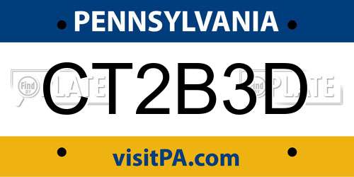 CT2B3D Pennsylvania License Plate