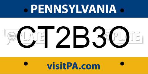 CT2B3O Pennsylvania License Plate