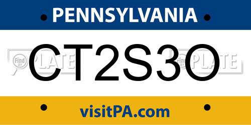 CT2S3O Pennsylvania License Plate