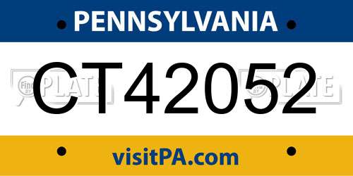 CT42052 Pennsylvania License Plate