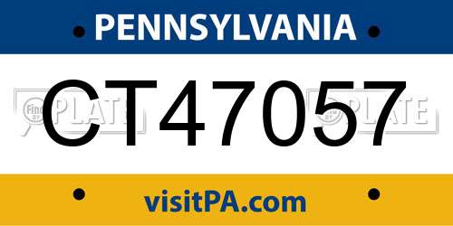 CT47057 Pennsylvania License Plate