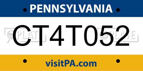 CT4T052 Pennsylvania License Plate