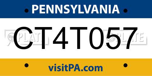 CT4T057 Pennsylvania License Plate