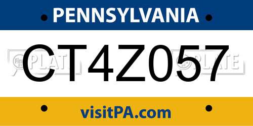 CT4Z057 Pennsylvania License Plate