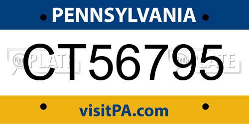 CT56795 Pennsylvania License Plate