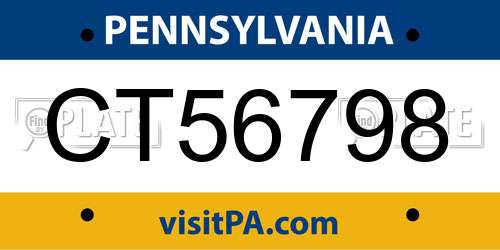 CT56798 Pennsylvania License Plate