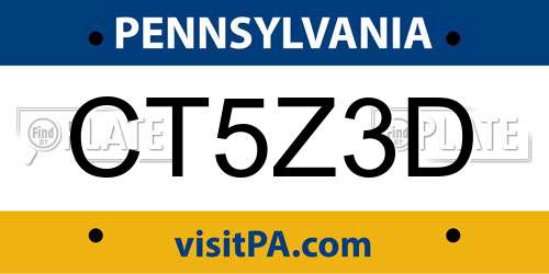 CT5Z3D Pennsylvania License Plate