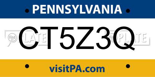 CT5Z3Q Pennsylvania License Plate