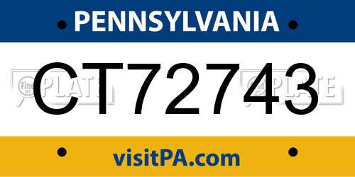 CT72743 Pennsylvania License Plate