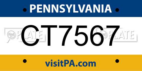 CT7567 Pennsylvania License Plate