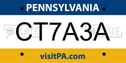 CT7A3A Pennsylvania License Plate