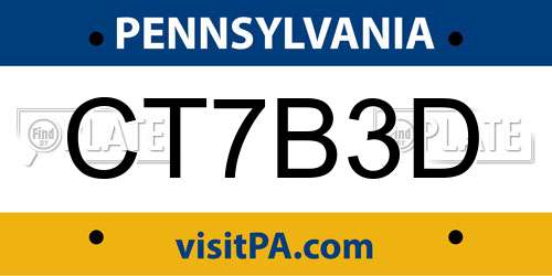 CT7B3D Pennsylvania License Plate