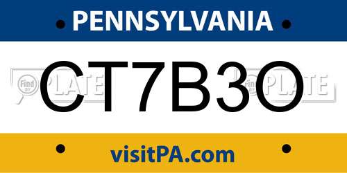 CT7B3O Pennsylvania License Plate
