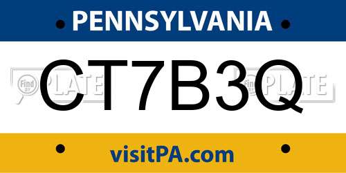CT7B3Q Pennsylvania License Plate