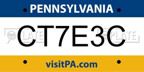 CT7E3C Pennsylvania License Plate