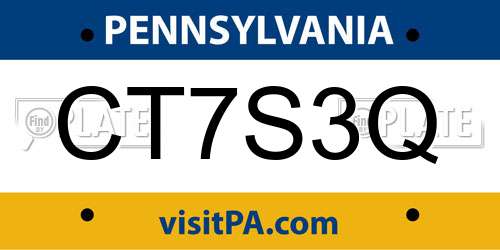 CT7S3Q Pennsylvania License Plate